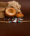 925 Silver Oval Bead Rakhi with Gold Thread - Rakhi Gift