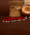 925 Silver Beaded Rakhi with Red Thread - Rakhi Gift for Brother