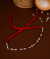925 Silver Beaded Rakhi with Red Thread - Rakhi Gift for Brother