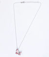Varnika Mayura Pink Butterfly Silver Pendant Chain