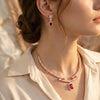 925 Silver Rose Gold Italian Necklace Set For Women