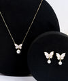 Parvani Butterfly Gold Plated Silver Pendant Set