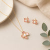 925 Silver Gold Plated Floral Pendant Set for Women