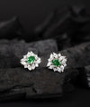 Jade Halo CZ Silver Stud Earrings
