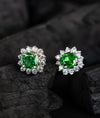 Emerald Whisper CZ Silver Stud Earrings