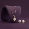 925 Silver Pearl Gold Plated Women's Pendant Set