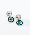 Zarafa Noir Panther Head CZ Sterling Silver Earrings