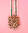 Amara Leela Jadau Beaded Silver Long Necklace