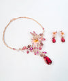 Rouge Elysee Floral Italian Silver Necklace Set