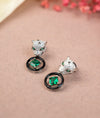 Zarafa Noir Panther Head CZ Sterling Silver Earrings