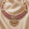 925 Silver Victorian Pink Stone Short Necklace for Women