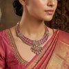925 Silver Victorian Pink Stone Short Necklace for Women