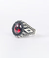 Zaroon Oxidised Silver Garnet Ring