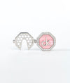 Sakura Luxe Pink Enamel CZ Sterling Silver Men’s Button