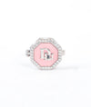 Rosato Royal Pink Enamel CZ Silver Men’s Button