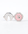 Rosato Royal Pink Enamel CZ Silver Men’s Button