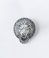 Regal Roar Oxidised Silver Lion Head Saree Pin