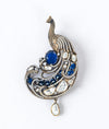 Sitara Royal Blue Peacock Jadau Silver Brooch