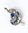 Sitara Royal Blue Peacock Jadau Silver Brooch