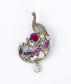 Noorvi Regal Peacock Jadau Sterling Silver Brooch