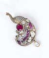 Noorvi Regal Peacock Jadau Sterling Silver Brooch