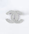 Elegance Silver Brooch with CZ Interlocking Design