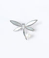 Serenity Silver Dragonfly Brooch with Pearl Accent