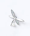 Serenity Silver Dragonfly Brooch with Pearl Accent