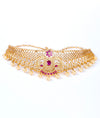 Noorani Silver CZ Choker with Ruby Bloom & Pearl Drops