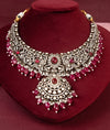 Noorika Silver Victorian Short Necklace with Ruby Droplets
