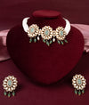 Meher Silver Victorian Floral Necklace with Kundan & Green Accents