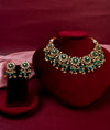 Zamreen Victorian Emerald Silver Necklace Set
