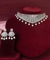 Zarina Radiant CZ Silver Choker with Pearl Drops