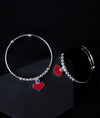Dilara Red Heart Charm Enamelled Silver Baby Bangle