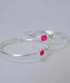 Ele Charm Pink Elephant Design Silver Baby Bangles