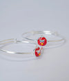 Red Rage Cartoon Face Design Silver Baby Bangles