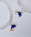Delmare Blue Dolphin Charm Enamelled Silver Baby Bangle