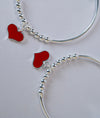 Dilara Red Heart Charm Enamelled Silver Baby Bangle