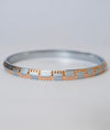 Zaroon Textured Dual-Tone Embossed Mens Silver Kada