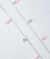 Gulabiya Pink Heart Enamelled Silver Baby Anklets