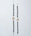 Noora Dual Charm Black Bead Silver Baby Anklets