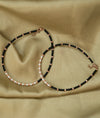 Aarunya Pearl & Black Bead Harmony Silver Anklet