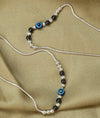 Siyah Nazar Evil Eye & Black Bead Silver Anklet