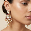 Lumina Fleur Floral Drop Jadau Silver Earrings