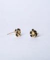 Kaari Phool Black Enamel Floral CZ Silver Studs
