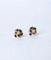 Kaari Phool Black Enamel Floral CZ Silver Studs