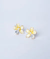 Soleil Dore Yellow Floral CZ Silver Studs