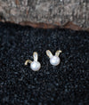 Eclat Perle Gold Plated Pearl CZ Silver Studs