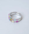 ChromaLuxe Multicolour Baguette CZ Silver Ring