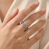 925 Silver Multicolour Baguette CZ Daily Wear Ring
